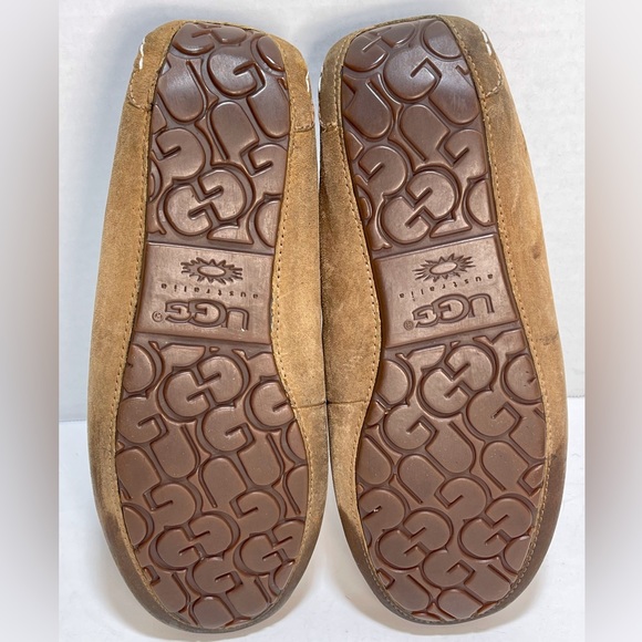 UGG Ansley Suede Sheepskin Moccasin Chestnut Slippers - Picture 11 of 12